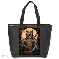 Japanese Art Cat Ninja Ukiyo-e Anime Style Samurai Cat Tote Bag thumb 0