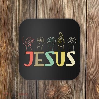 Jesus ASL Christian Deaf DHH ASL Teacher Sign Language Coaster