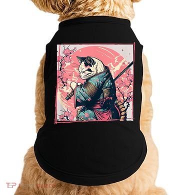Japanese Art Cat Ninja Ukiyo E Anime Style Samurai Cat Doggie Tank