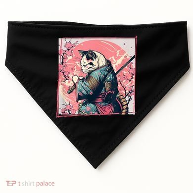 Japanese Art Cat Ninja Ukiyo E Anime Style Samurai Cat USA-Made Doggie Bandana