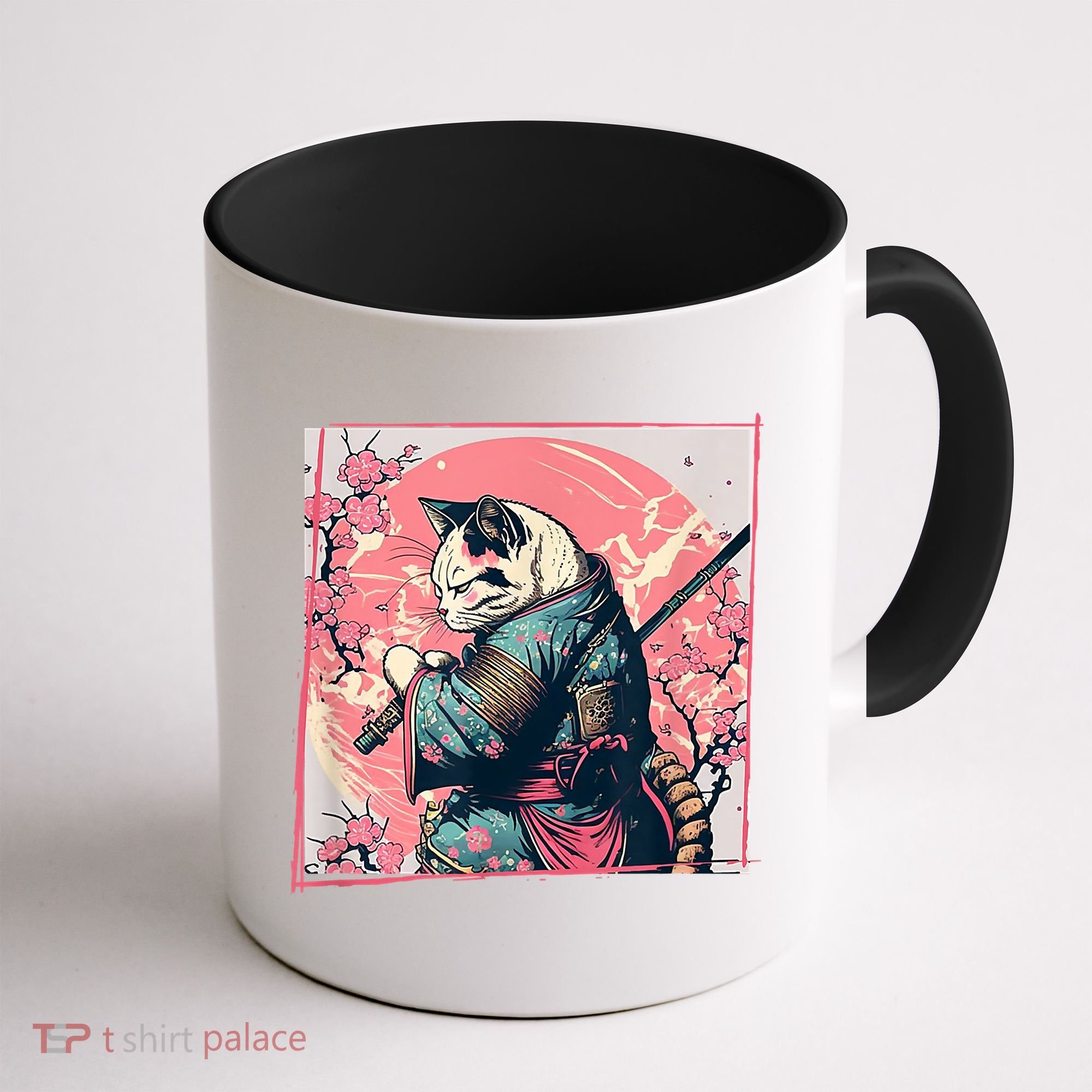 Japanese Art Cat Ninja Ukiyo E Anime Style Samurai Cat Coffee Mug