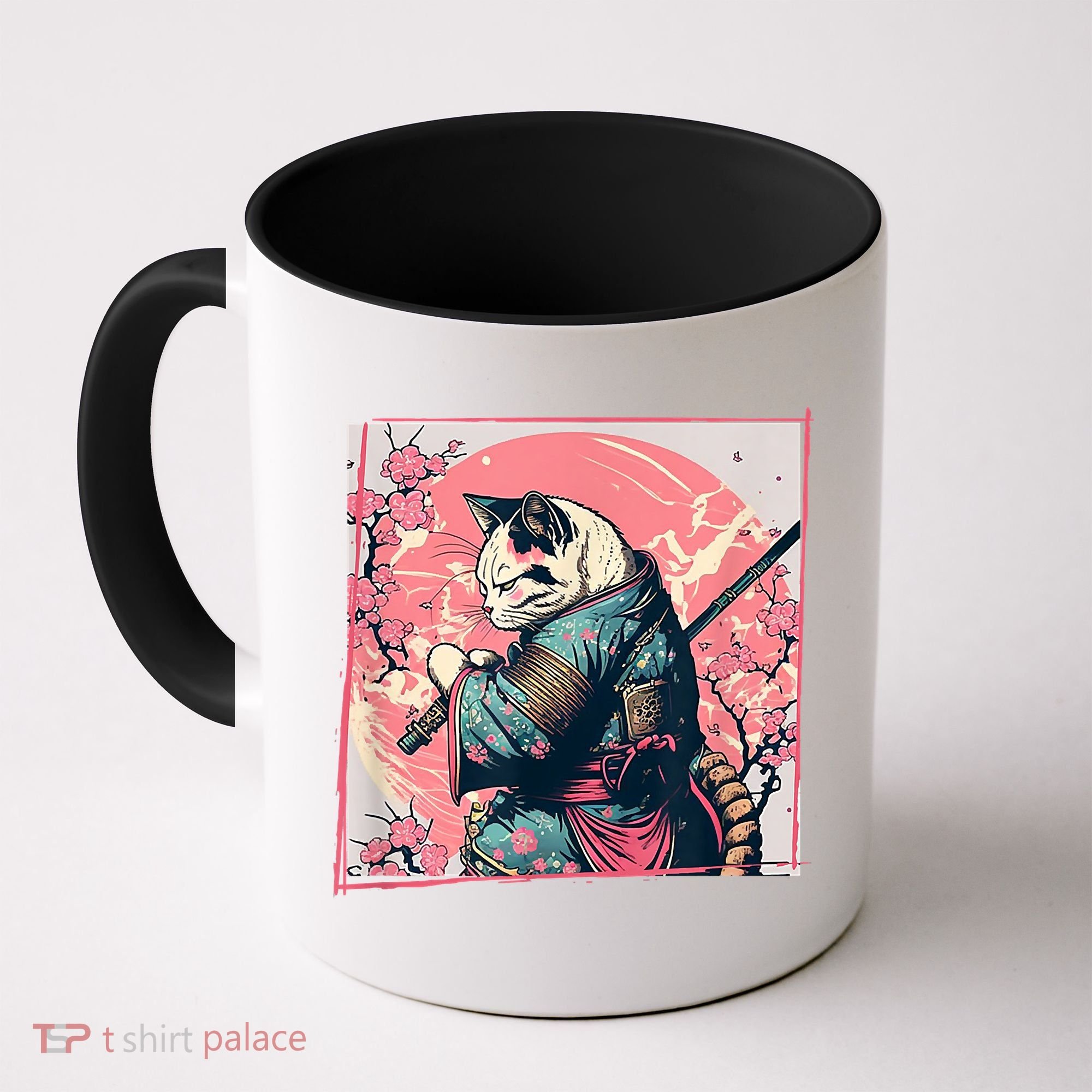 Japanese Art Cat Ninja Ukiyo E Anime Style Samurai Cat Coffee Mug