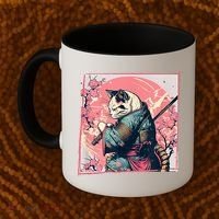 Japanese Art Cat Ninja Ukiyo E Anime Style Samurai Cat Coffee Mug thumb 2
