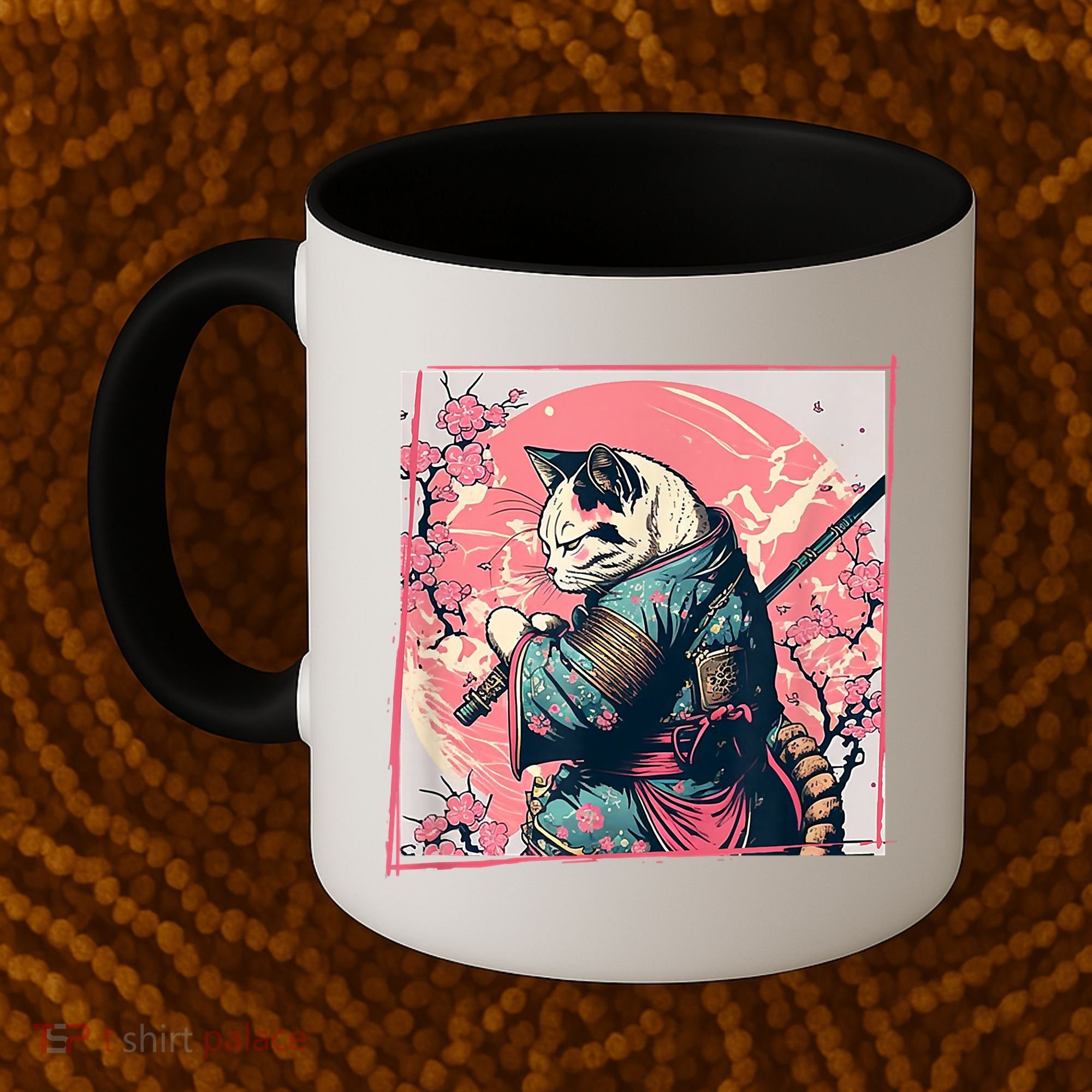 Japanese Art Cat Ninja Ukiyo E Anime Style Samurai Cat Coffee Mug