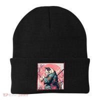 Japanese Art Cat Ninja Ukiyo E Anime Style Samurai Cat Beanie thumb 0