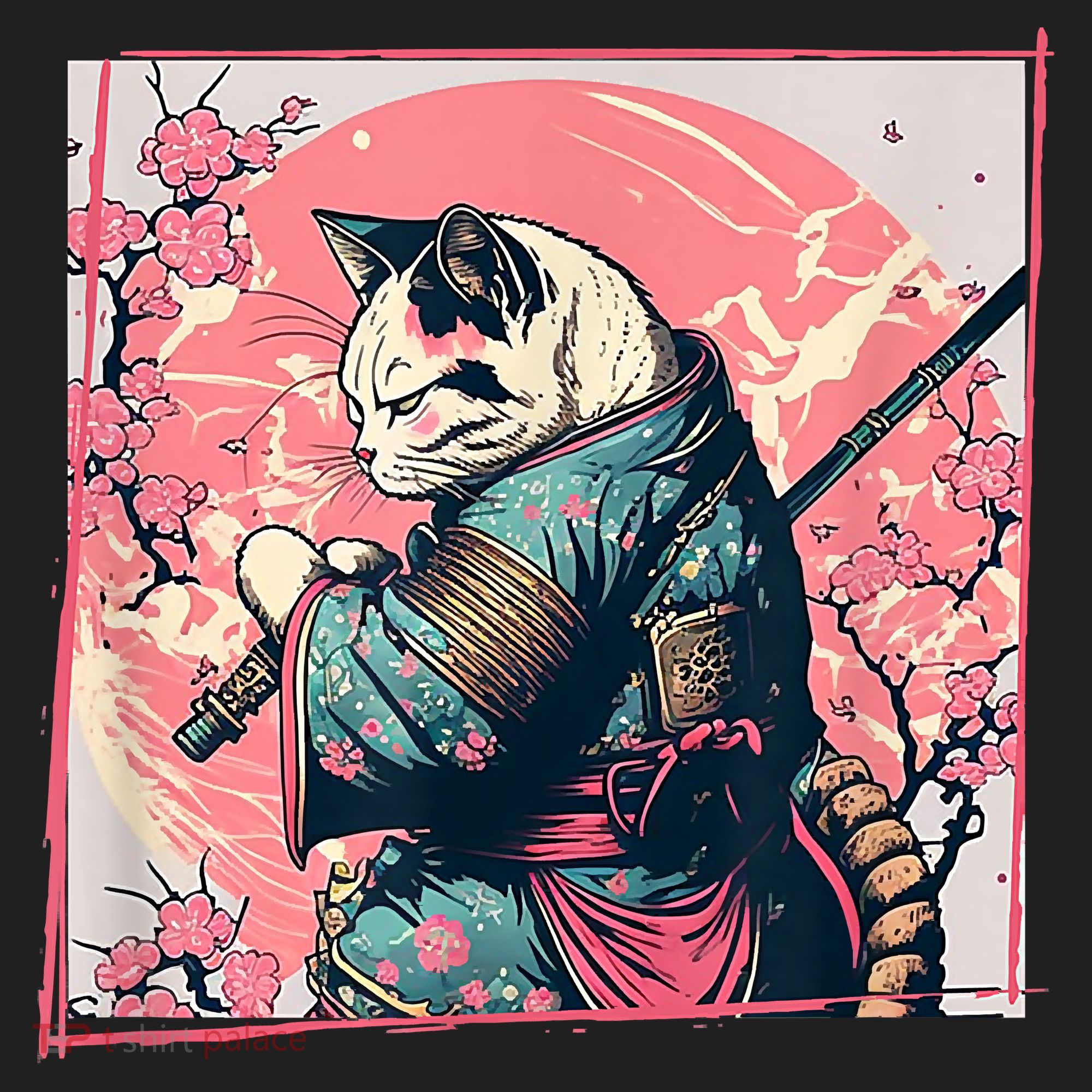 Japanese Art Cat Ninja Ukiyo E Anime Style Samurai Cat Beanie