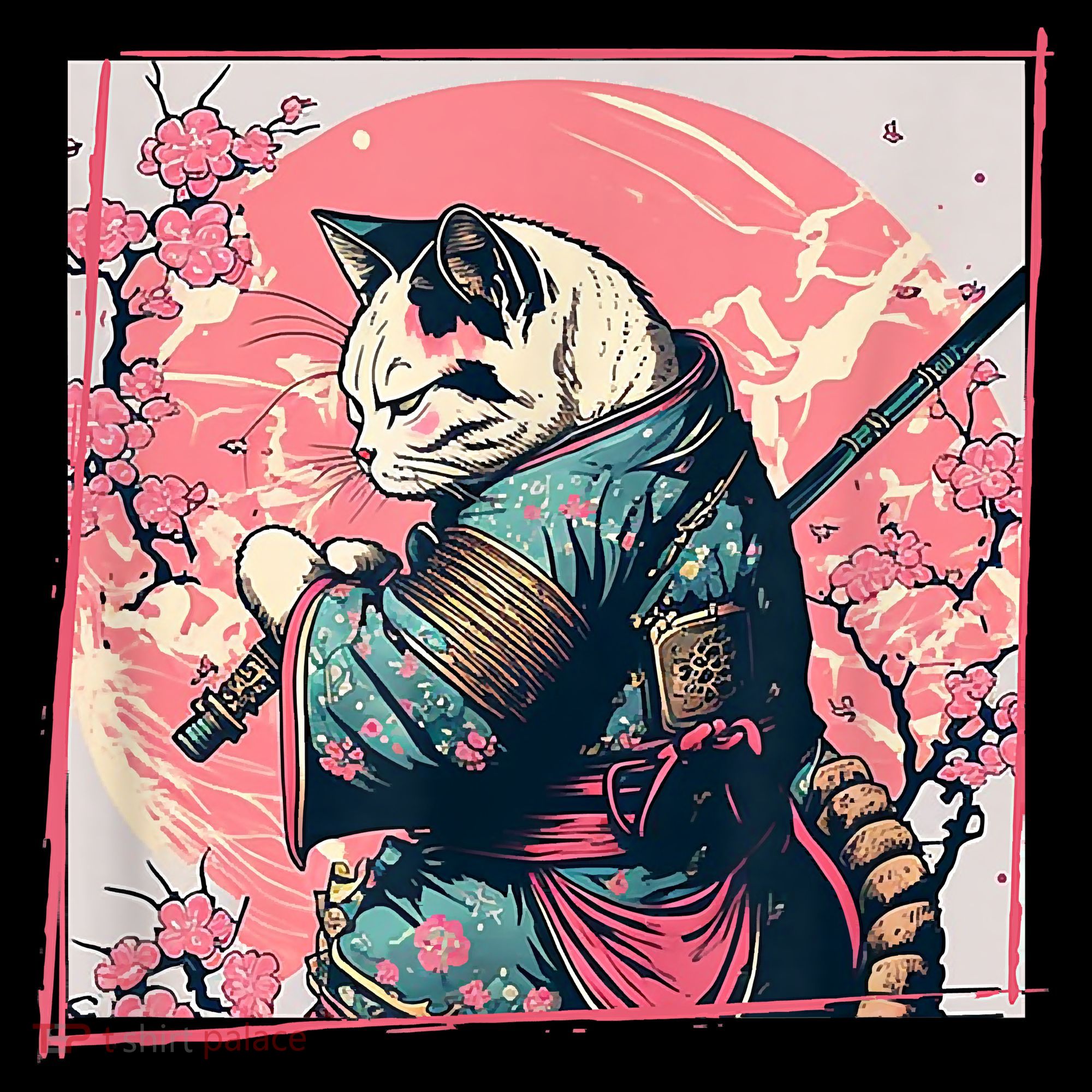 Japanese Art Cat Ninja Ukiyo E Anime Style Samurai Cat Women's Hoodie