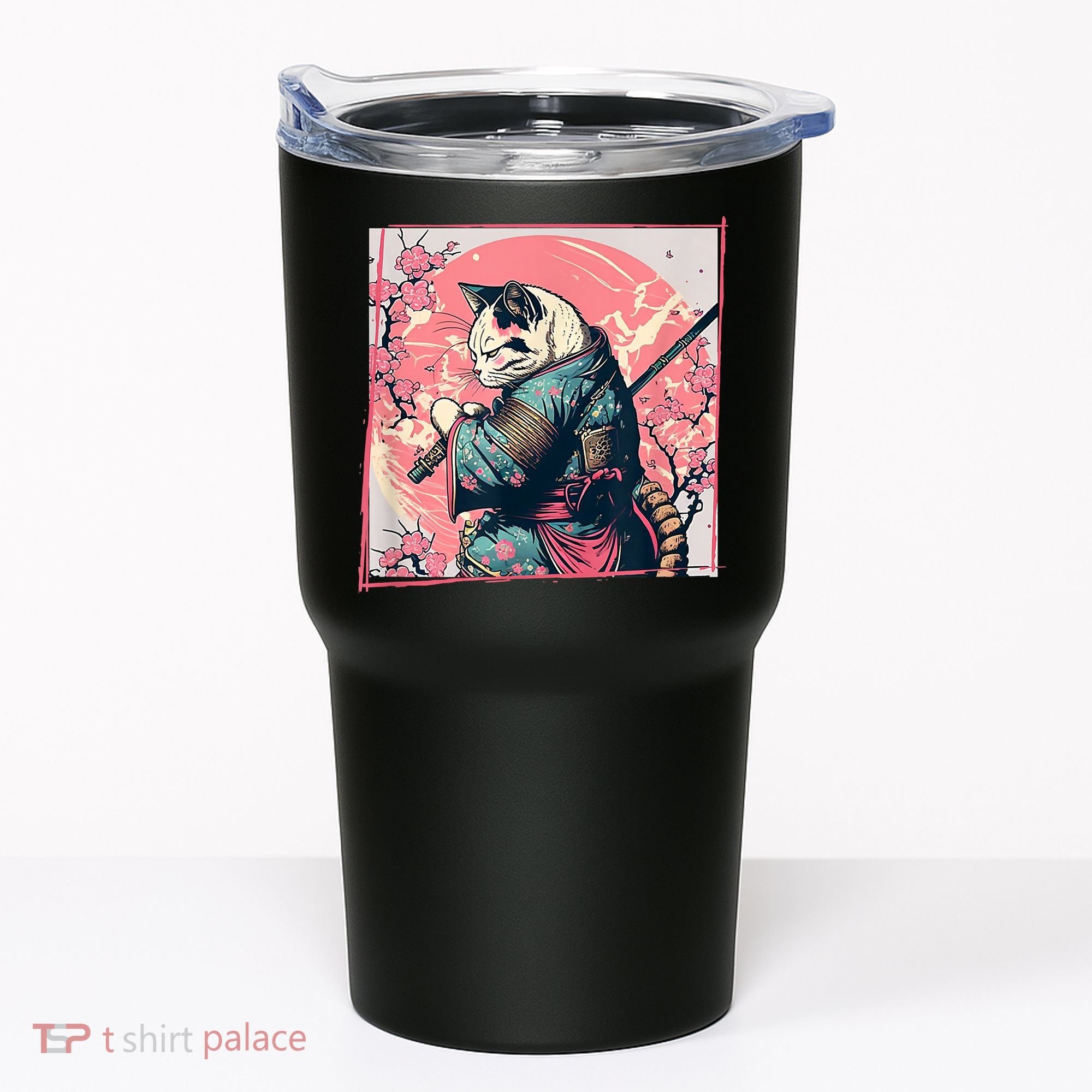 Japanese Art Cat Ninja Ukiyo E Anime Style Samurai Cat Tumbler