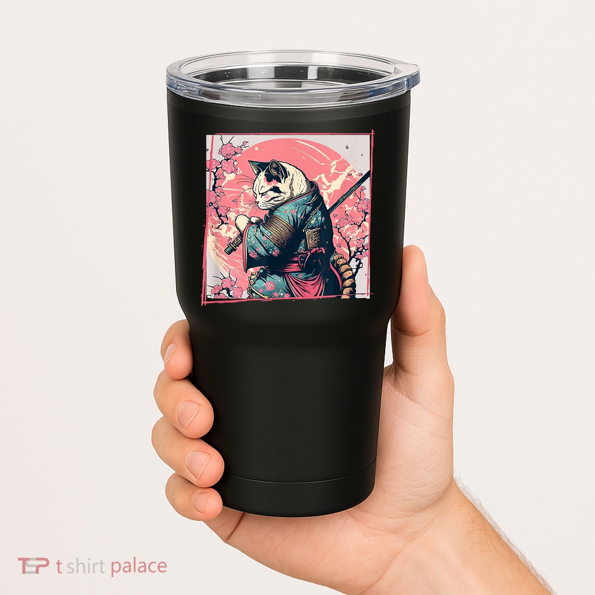 Japanese Art Cat Ninja Ukiyo E Anime Style Samurai Cat Tumbler