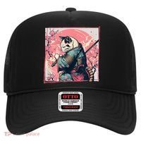 Japanese Art Cat Ninja Ukiyo E Anime Style Samurai Cat Hat thumb 0