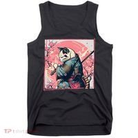 Japanese Art Cat Ninja Ukiyo E Anime Style Samurai Cat Tank Top thumb 0