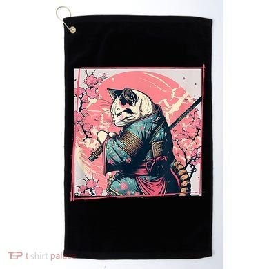 Japanese Art Cat Ninja Ukiyo E Anime Style Samurai Cat Golf Towel