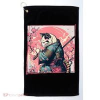 Japanese Art Cat Ninja Ukiyo E Anime Style Samurai Cat Golf Towel thumb 0