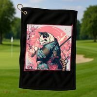 Japanese Art Cat Ninja Ukiyo E Anime Style Samurai Cat Golf Towel thumb 1
