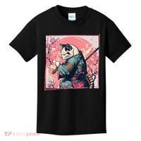 Japanese Art Cat Ninja Ukiyo E Anime Style Samurai Cat Kids T-Shirt thumb 0