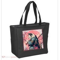 Japanese Art Cat Ninja Ukiyo E Anime Style Samurai Cat Tote Bag thumb 2