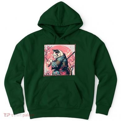 Japanese Art Cat Ninja Ukiyo E Anime Style Samurai Cat Hoodie
