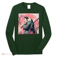 Japanese Art Cat Ninja Ukiyo E Anime Style Samurai Cat Long Sleeve Shirt thumb 0