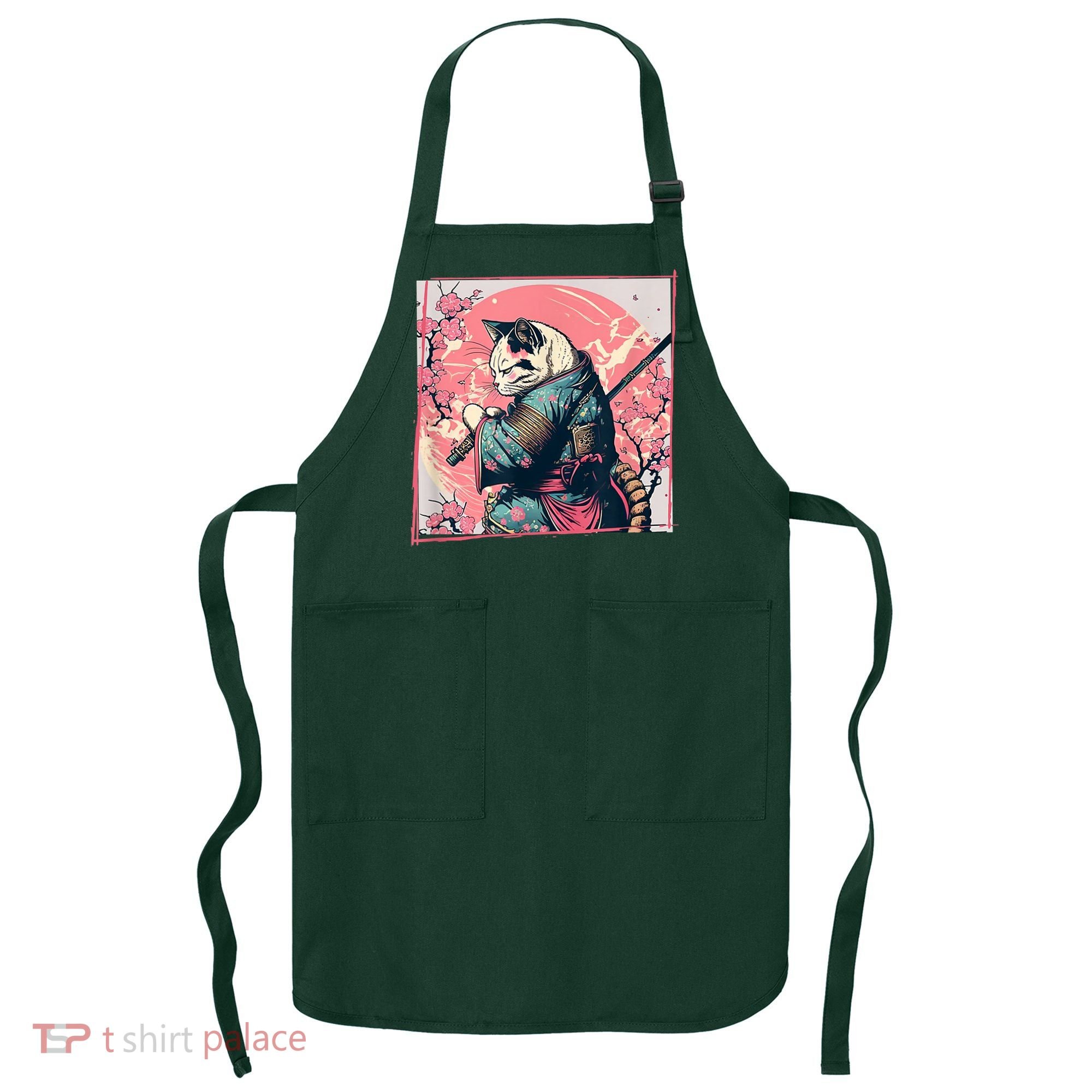 Japanese Art Cat Ninja Ukiyo E Anime Style Samurai Cat Apron