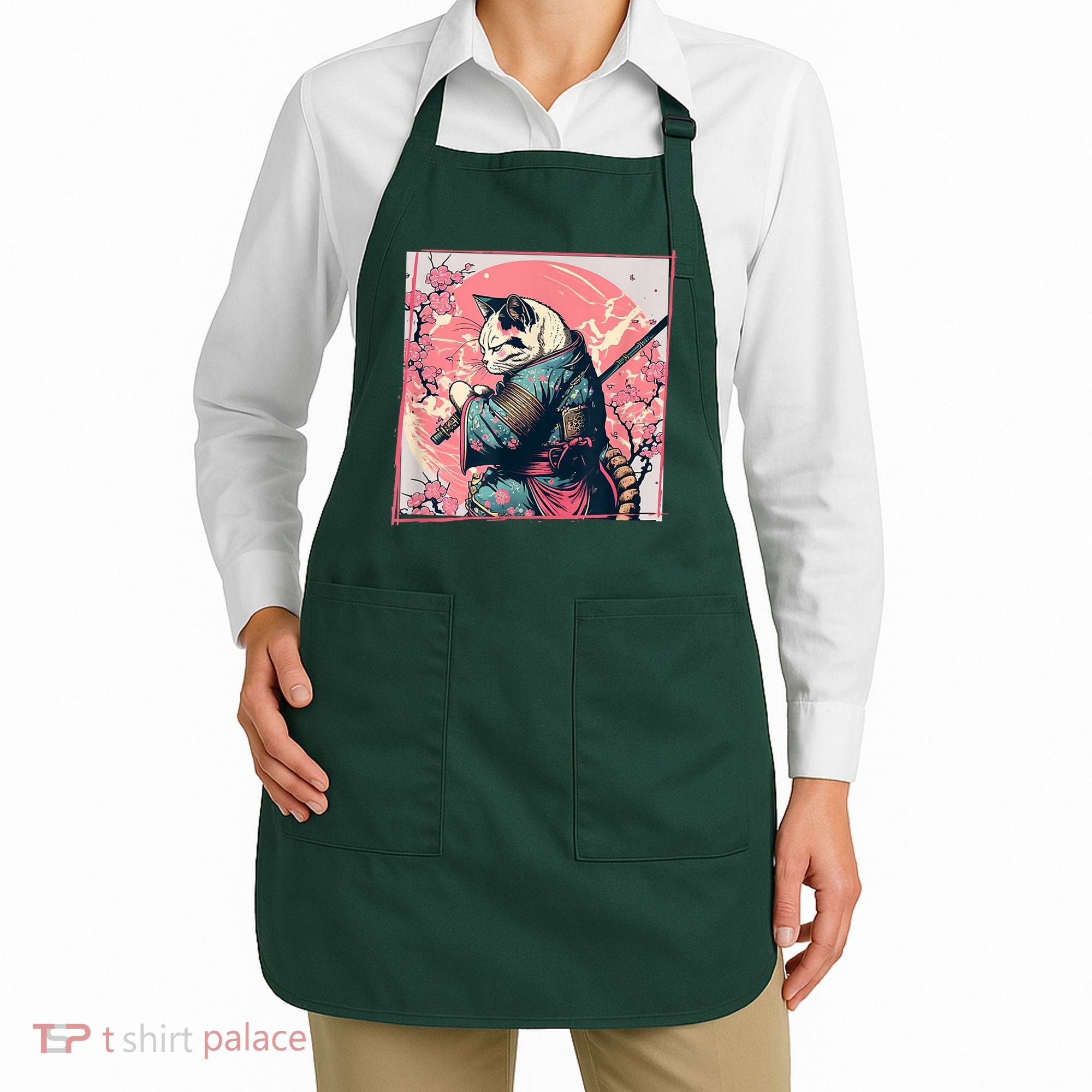 Japanese Art Cat Ninja Ukiyo E Anime Style Samurai Cat Apron
