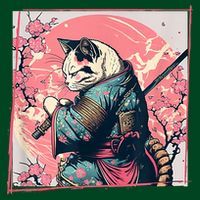 Japanese Art Cat Ninja Ukiyo E Anime Style Samurai Cat Apron thumb 3
