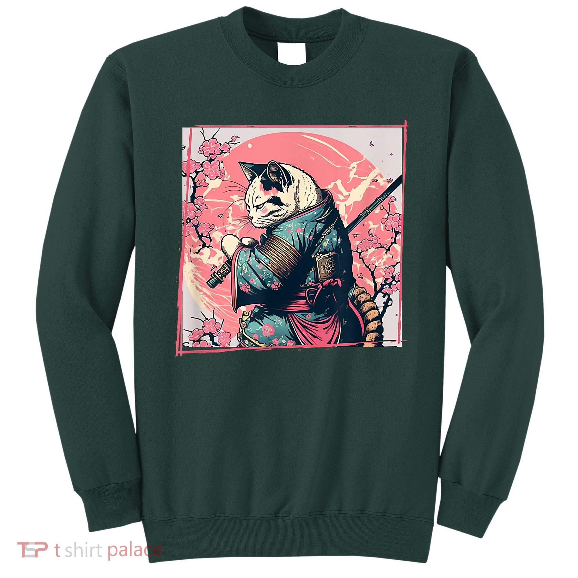 Japanese Art Cat Ninja Ukiyo E Anime Style Samurai Cat Sweatshirt