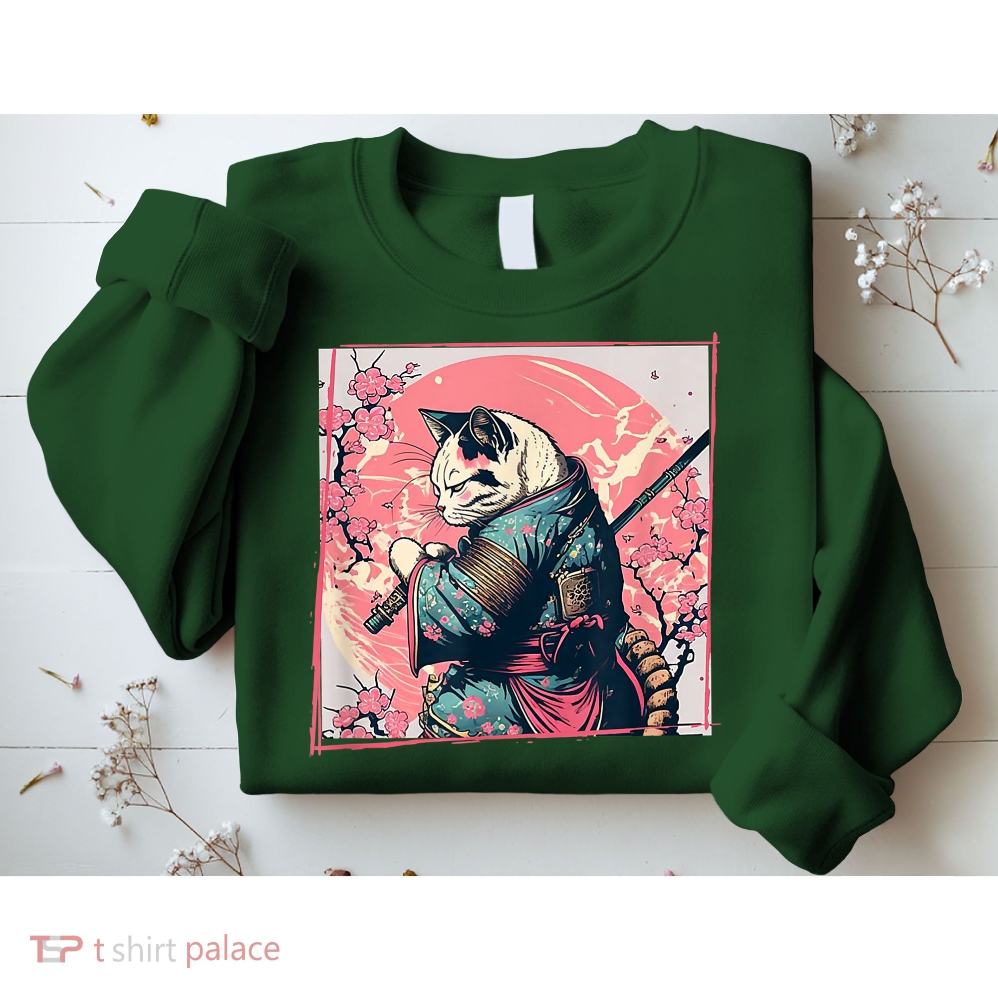 Japanese Art Cat Ninja Ukiyo E Anime Style Samurai Cat Sweatshirt