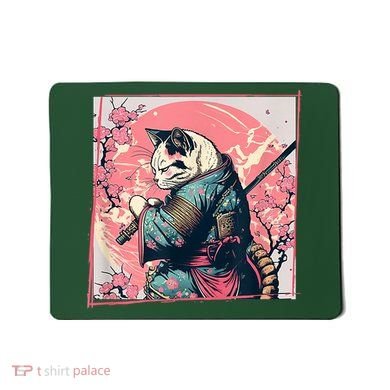 Japanese Art Cat Ninja Ukiyo E Anime Style Samurai Cat Mousepad