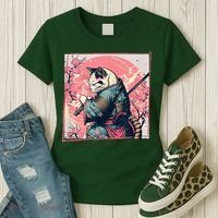 Japanese Art Cat Ninja Ukiyo E Anime Style Samurai Cat Women's T-Shirt thumb 3