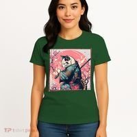 Japanese Art Cat Ninja Ukiyo E Anime Style Samurai Cat Women's T-Shirt thumb 4