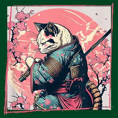Japanese Art Cat Ninja Ukiyo E Anime Style Samurai Cat Kids Sweatshirt
