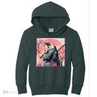 Japanese Art Cat Ninja Ukiyo E Anime Style Samurai Cat Kids Hoodie thumb 0