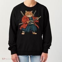 Japanese Art Cat Ninja Ukiyo-e Anime Style Samurai Cat Women's Sweatshirt thumb 0