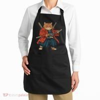 Japanese Art Cat Ninja Ukiyo-e Anime Style Samurai Cat Apron thumb 2