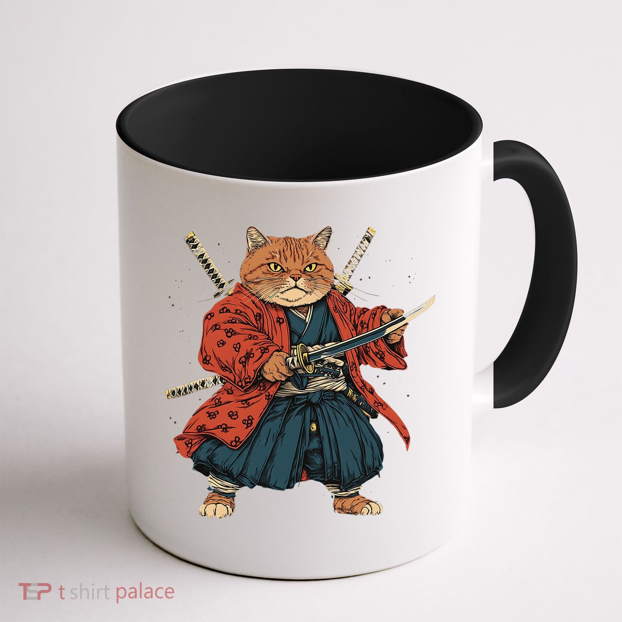 Japanese Art Cat Ninja Ukiyo-e Anime Style Samurai Cat Coffee Mug