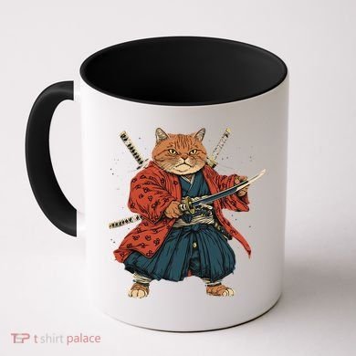 Japanese Art Cat Ninja Ukiyo-e Anime Style Samurai Cat Coffee Mug