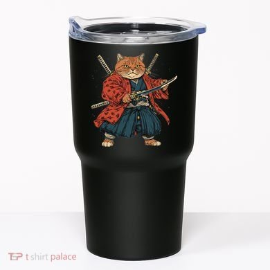 Japanese Art Cat Ninja Ukiyo-e Anime Style Samurai Cat Tumbler
