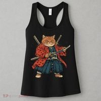 Japanese Art Cat Ninja Ukiyo-e Anime Style Samurai Cat Women's Tank Top thumb 3