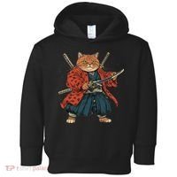 Japanese Art Cat Ninja Ukiyo-e Anime Style Samurai Cat Toddler Hoodie thumb 0