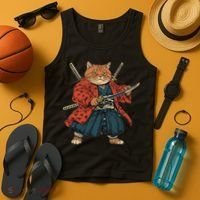 Japanese Art Cat Ninja Ukiyo-e Anime Style Samurai Cat Tank Top thumb 4