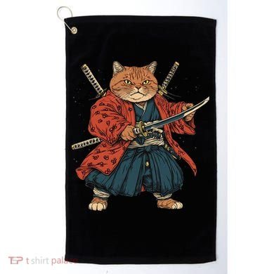 Japanese Art Cat Ninja Ukiyo-e Anime Style Samurai Cat Golf Towel