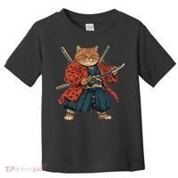 Japanese Art Cat Ninja Ukiyo-e Anime Style Samurai Cat Toddler T-Shirt thumb 0
