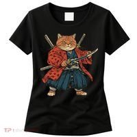 Japanese Art Cat Ninja Ukiyo-e Anime Style Samurai Cat Women's T-Shirt thumb 0
