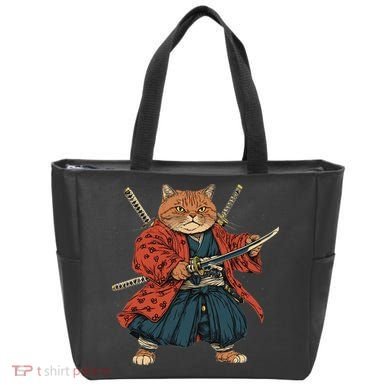 Japanese Art Cat Ninja Ukiyo-e Anime Style Samurai Cat Tote Bag