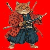 Japanese Art Cat Ninja Ukiyo-e Anime Style Samurai Cat Santa Hat thumb 1