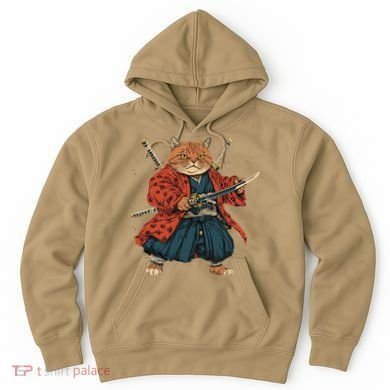 Japanese Art Cat Ninja Ukiyo-e Anime Style Samurai Cat Hoodie