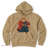 Japanese Art Cat Ninja Ukiyo-e Anime Style Samurai Cat Hoodie thumb 0