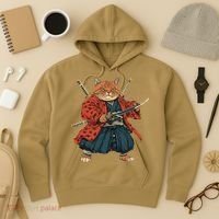Japanese Art Cat Ninja Ukiyo-e Anime Style Samurai Cat Hoodie thumb 3