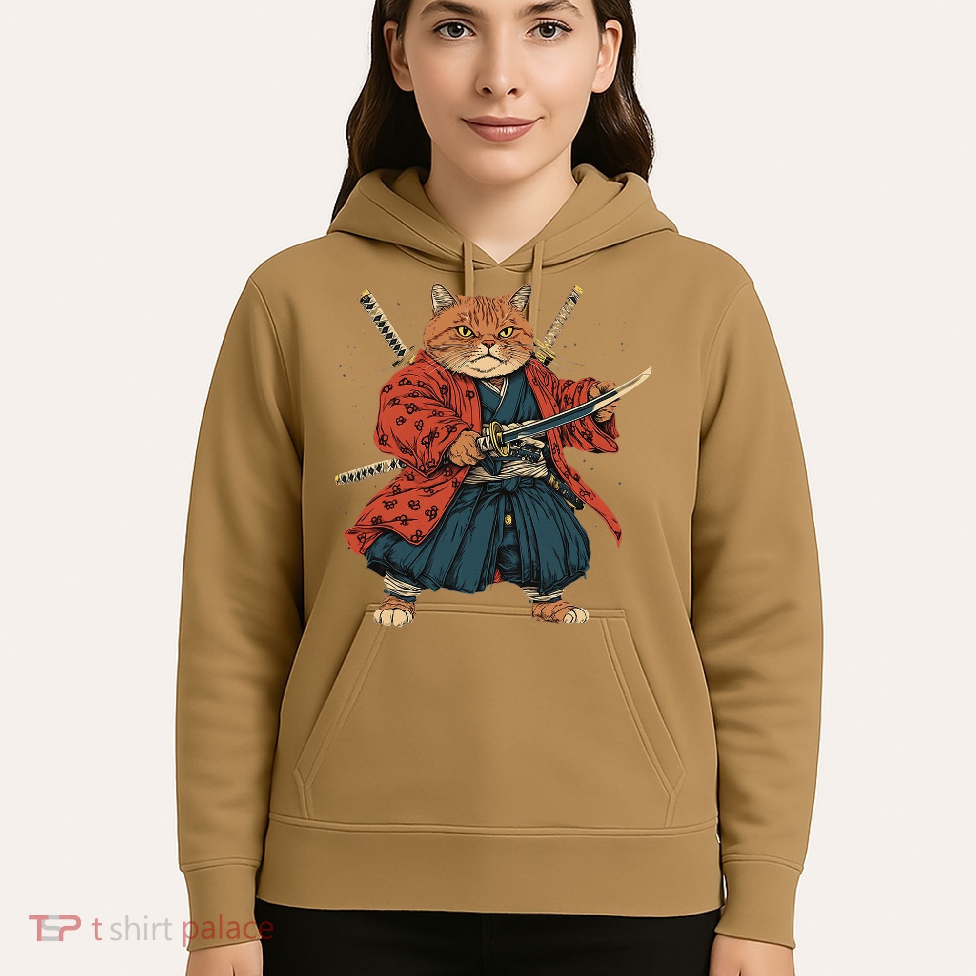 Japanese Art Cat Ninja Ukiyo-e Anime Style Samurai Cat Hoodie