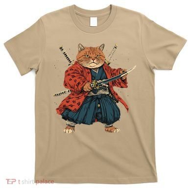 Japanese Art Cat Ninja Ukiyo-e Anime Style Samurai Cat T-Shirt